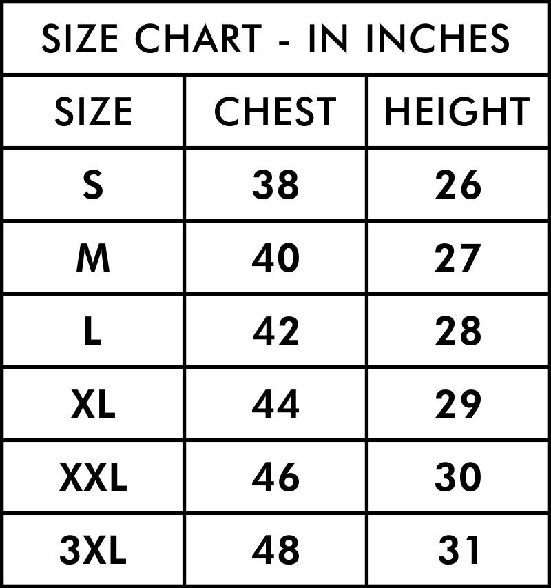 custom printed v neck t shirt size chart