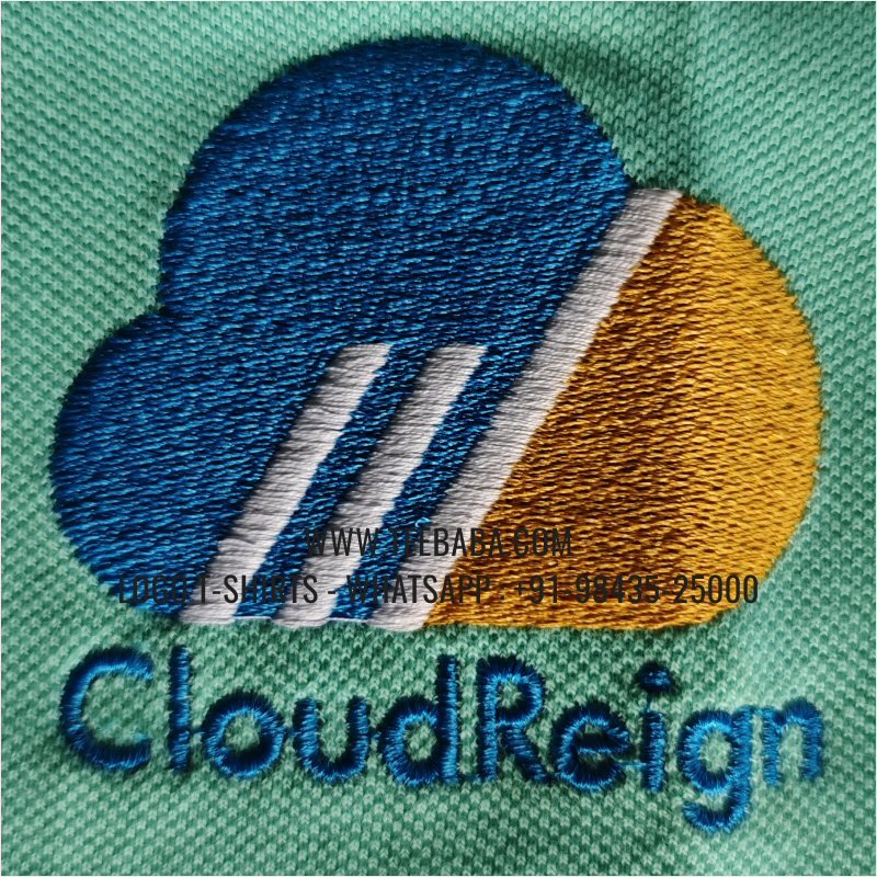 100% Cotton. 260 GSM Pique Knit Fabric. Coral Green. Logo Embroidery. Corporate T-Shirt.