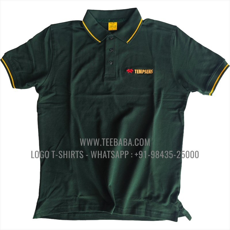 100% Cotton. 240 GSM Thick Pique Airtex Fabric. Bottle Green. Logo Embroidery. Corporate T-Shirt.