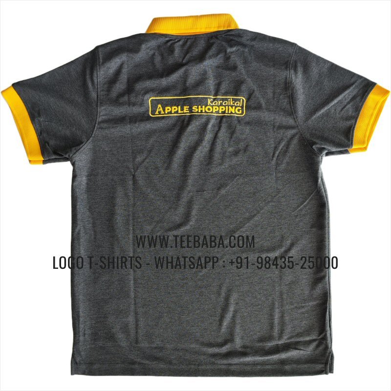 00012 carbon grey melange super market uniform collar t shirt logo embroidery