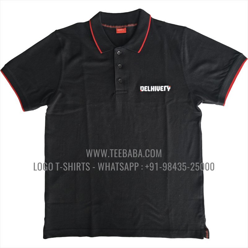 00017 black courier uniform t shirt logo embroidery