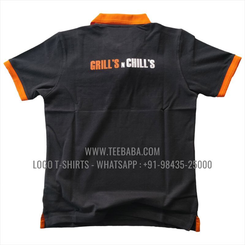 00034 black hotel uniform polo logo embroidery